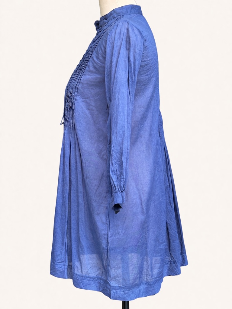 Matta Nwt Cotton Tunic Blouse Blue Pintuck Tie Neck Boho Top Xs — image 2 of 7